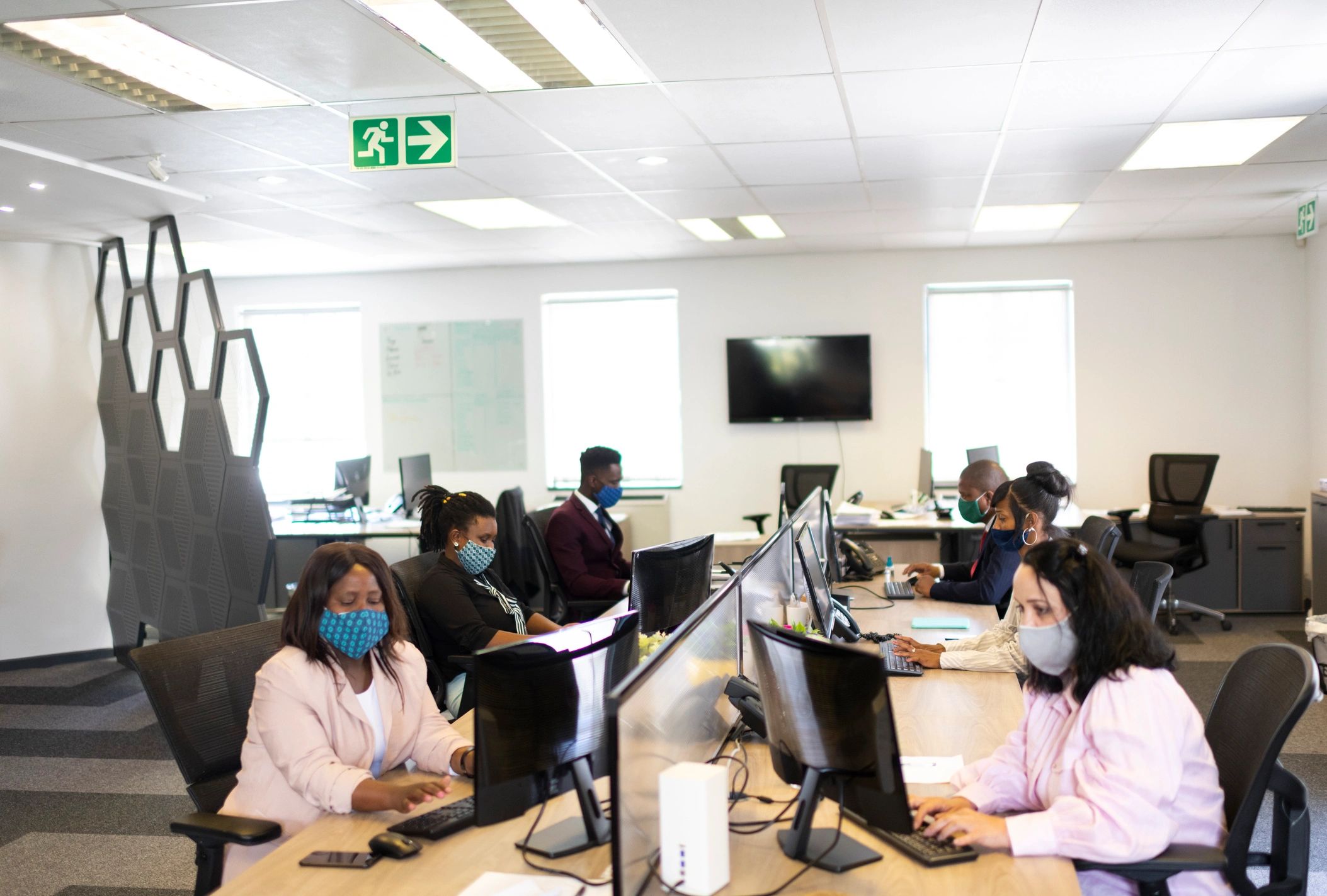 Corporate office workers in a professional office