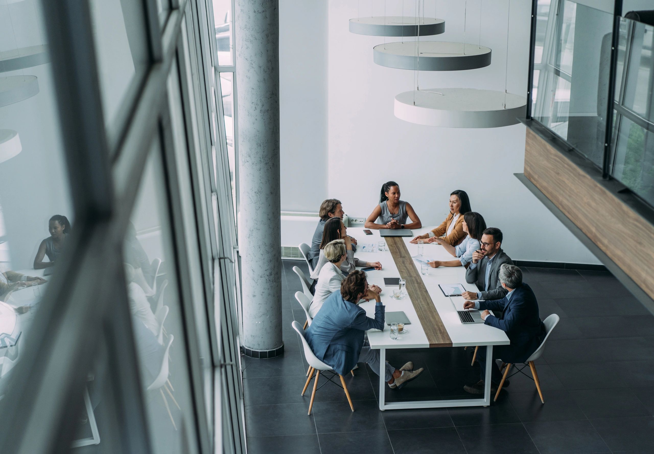 Business team discussing operations in a meeting